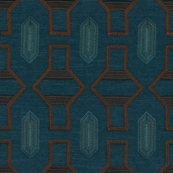 Casamance Tali 83440450 Cognac / Bleu sarcelle fabrics stoffen - fabric from Benang collection