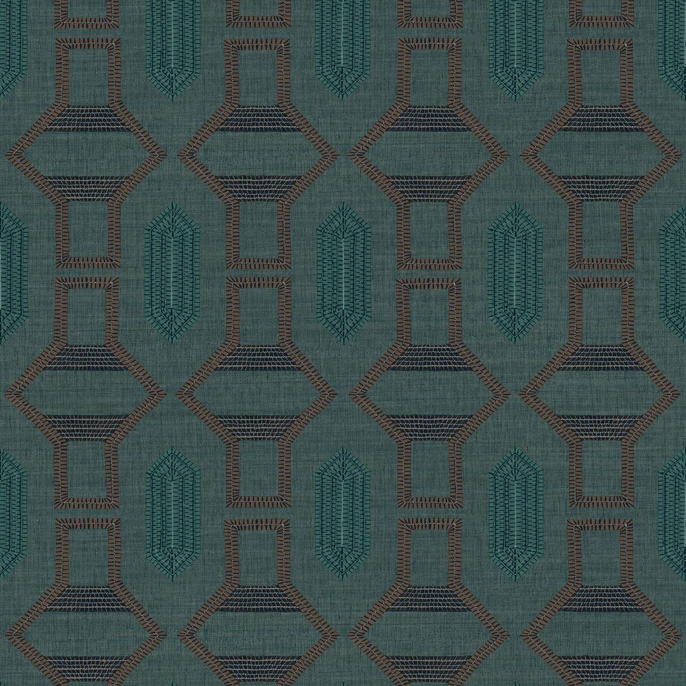 Casamance Racines Racines 78190814 Pétrole/Cognac behang wallpaper