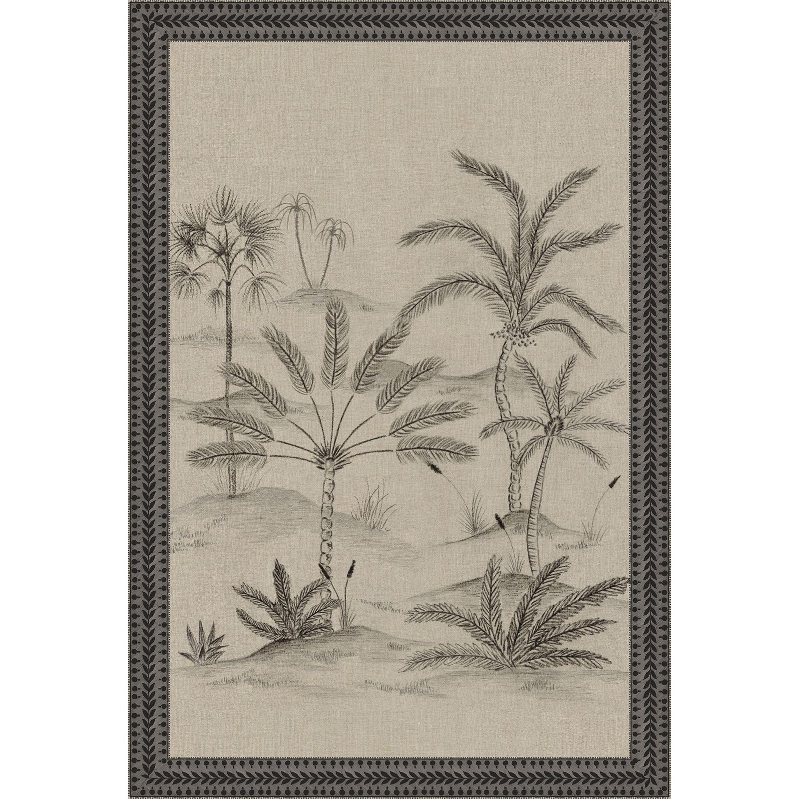 Casamance Racines Skoura encadré 78244078 Lin/Noir behang wallpaper
