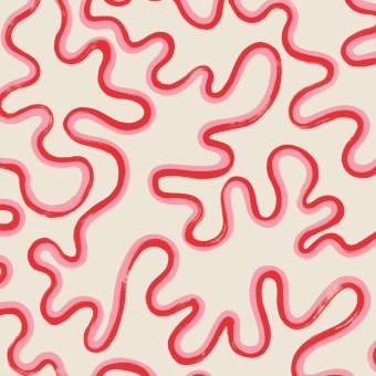 Cole & Son Rainforest Squiggle 130/8026 Crimson & Lipstick on Parchment