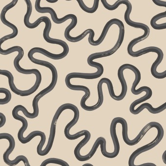 Cole & Son Rainforest Squiggle 130/8027 Charcoal & Soot on Cream
