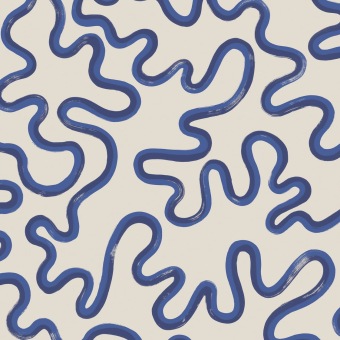 Cole & Son Rainforest Squiggle 130/8030 Navy & Cerulean on Stone
