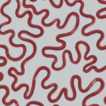 Cole & Son Rainforest Squiggle 130/8031 Rouge & Burgundy on Soft Blue