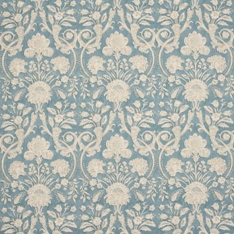 Colefax & Fowler Landor Blue: stof met een sierlijk damastpatroon