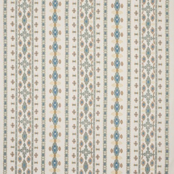 Colefax & Fowler Pembury Old Blue: stof met geometrische geborduurde strepen