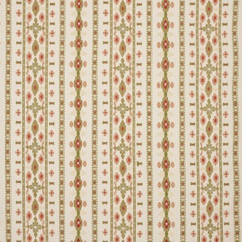 Colefax & Fowler Pembury Red/Green: stof met geometrische geborduurde strepen