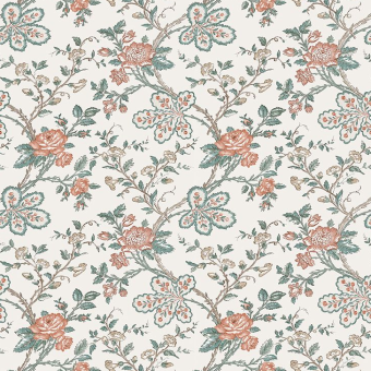 Nina Campbell Dauphine Geneviève Teal / Coral / Ivory NCF4621-01