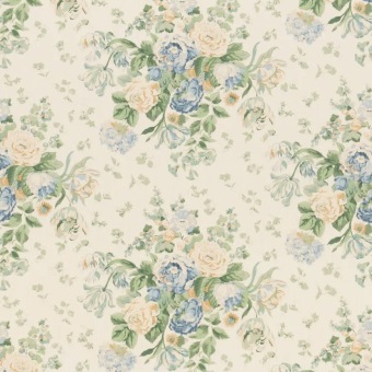 Mulberry Home New Floral Bouquet Blue/Green FD2034.G107 fabric pattern detail