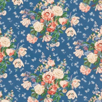 Mulberry Home New Floral Bouquet Indigo FD2034.H10 fabric pattern detail