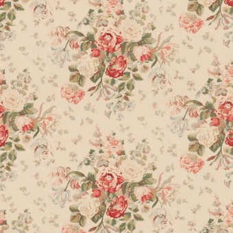 Mulberry Home New Floral Bouquet Red/Green FD2034.V90 fabric pattern detail