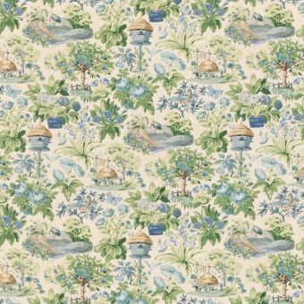 Mulberry Home Mulberry Garden Blue/Green FD2035.G107 fabric pattern detail
