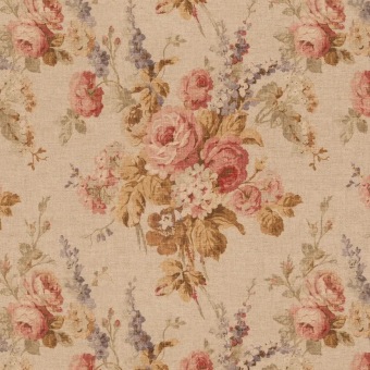 Mulberry Home New Vintage Floral Soft Red/Lovat FD2038.V40 fabric pattern detail