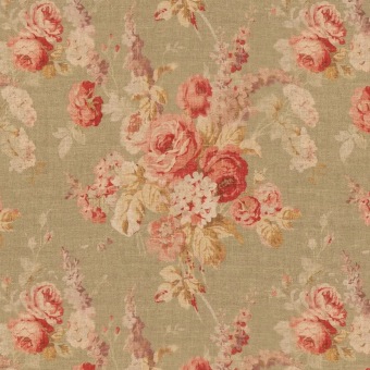 Mulberry Home New Vintage Floral Red/Green FD2038.V90 fabric pattern detail