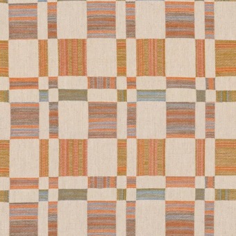 Mulberry Home Charlton Check Aqua/Russet FD856.R56 fabric pattern detail