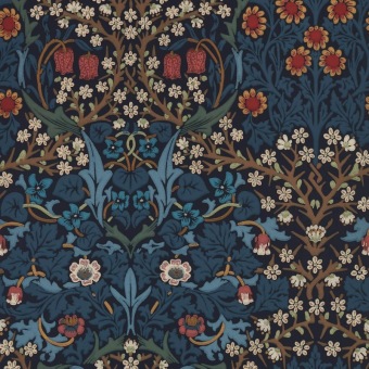 Morris & Co Blackthorn Indigo behangpatroon MOW0165-02