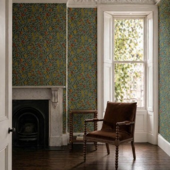 Fruit Woad behang in interieur