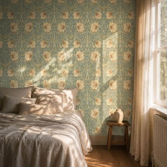 Pimpernel Bayleaf/Chalk behang in interieur