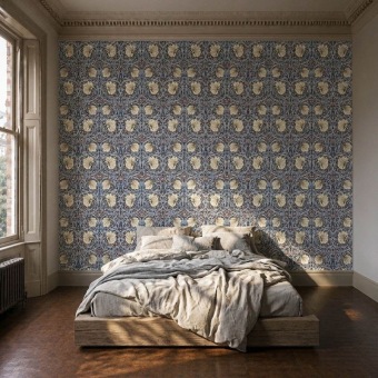 Pimpernel Indigo/Hemp behang in interieur
