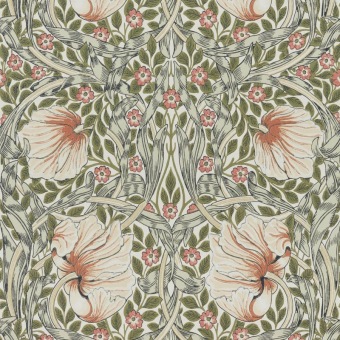 Morris & Co Pimpernel Rose Cockle/Sage behangpatroon MOW0170-03