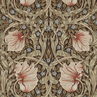 Morris & Co Pimpernel Walnut/Sage behangpatroon MOW0170-04