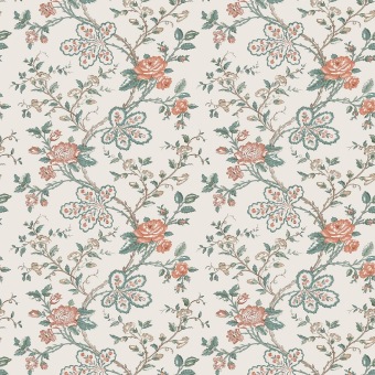 Nina Campbell Geneviève Teal / Coral / Ivory NCW4634-02