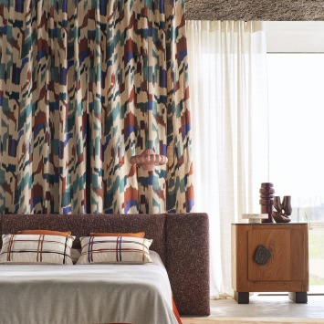Casamance Benang 81230356 Multico bleu sarcelle fabrics stoffen - bedroom curtains