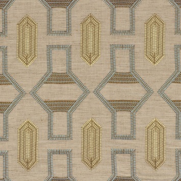 Casamance Tali 83440123 Bleu glacier / Jaune beurre fabrics stoffen - fabric from Benang collection