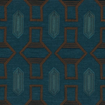 Casamance Tali 83440450 Cognac / Bleu sarcelle fabrics stoffen - fabric from Benang collection