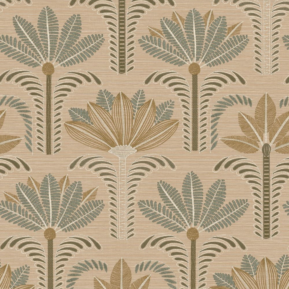 Casamance Racines Dattara 78180202 Beige/Eucalyptus behang wallpaper