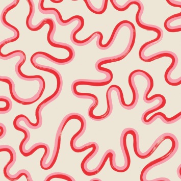 Cole & Son Rainforest Squiggle 130/8026 Crimson & Lipstick on Parchment