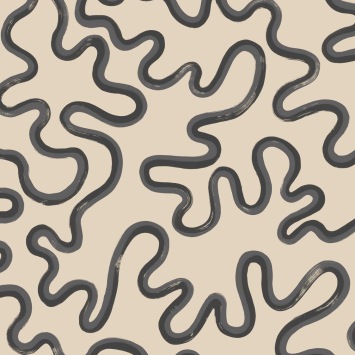 Cole & Son Rainforest Squiggle 130/8027 Charcoal & Soot on Cream