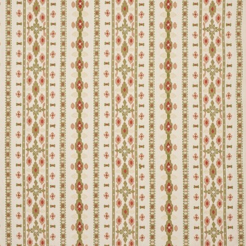 Colefax & Fowler Pembury Red/Green: stof met geometrische geborduurde strepen