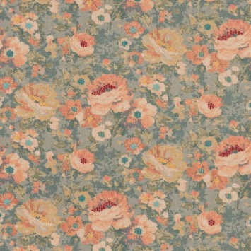 Mulberry Home Floral Tapestry Teal FD2033.R11 fabric pattern detail