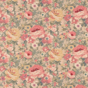 Mulberry Home Floral Tapestry Red/Green FD2033.V90 fabric pattern detail