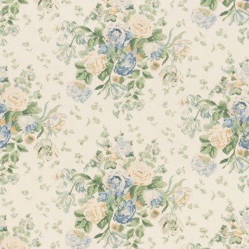 Mulberry Home New Floral Bouquet Blue/Green FD2034.G107 fabric pattern detail