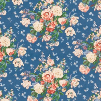 Mulberry Home New Floral Bouquet Indigo FD2034.H10 fabric pattern detail