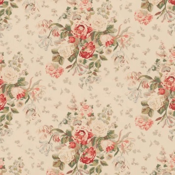 Mulberry Home New Floral Bouquet Red/Green FD2034.V90 fabric pattern detail