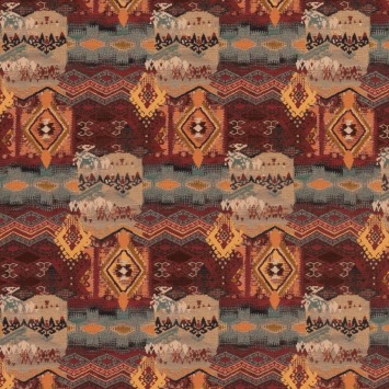 Mulberry Home Heirloom Tapestry Teal/Red FD866.R52 fabric pattern detail