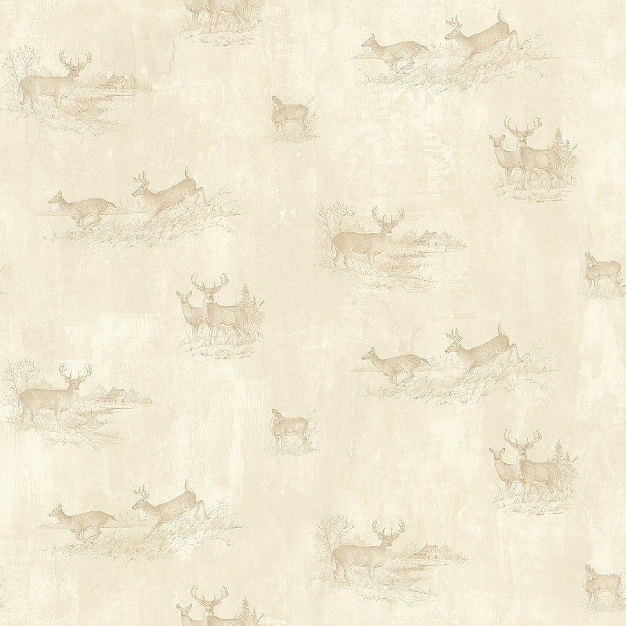 Tulip Beige Sketched Deer Toss