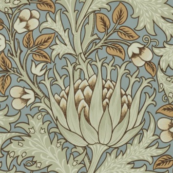 Morris & Co Artichoke Teal/Sage behangpatroon MOW0164-01
