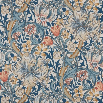 Morris & Co Golden Lily Blue behangpatroon MOW0168-01