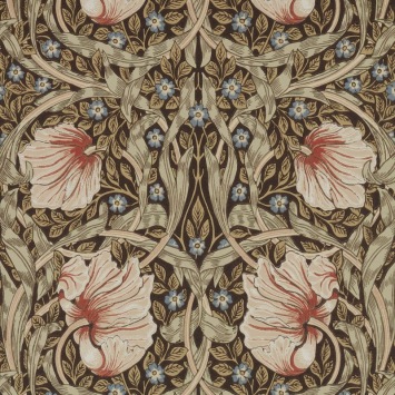 Morris & Co Pimpernel Walnut/Sage behangpatroon MOW0170-04