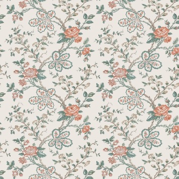 Nina Campbell Geneviève Teal / Coral / Ivory NCW4634-02